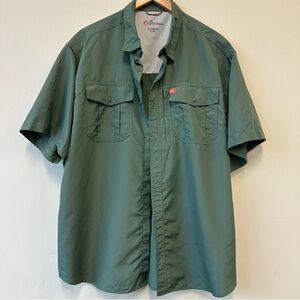 Olive Green Men's Casual Button Down Camp Shirt